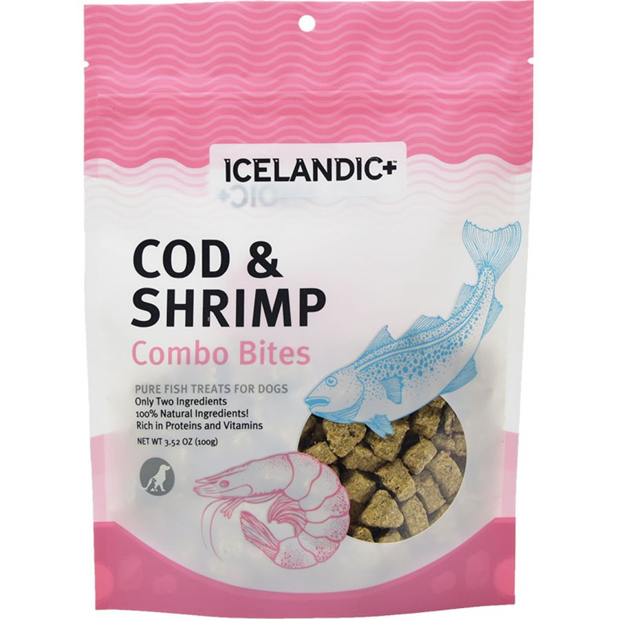 Icelandic+ Cod & Shrimp Combo Bites Pure Fish Crunchy Dog Treats 3-oz, Kwik Pets