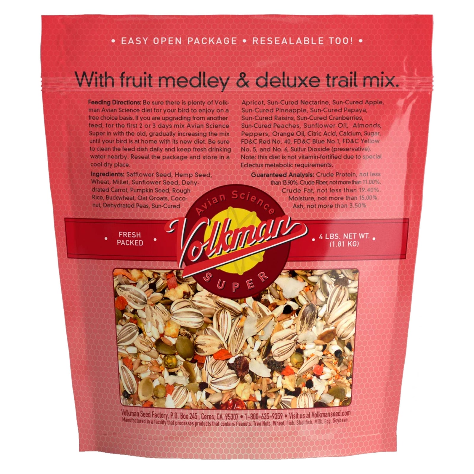 Volkman Seed Avian Science Super Eclectus 4-lb, Volkman