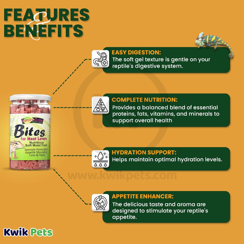 Nature Zone Bites for Meat-Lovers Reptiles Gel Food 9-oz, Kwik Pets