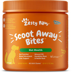 Zesty Paws Scoot Away Bites Digestive Soft Chews for Dogs Chicken 90 Count 11.1-oz