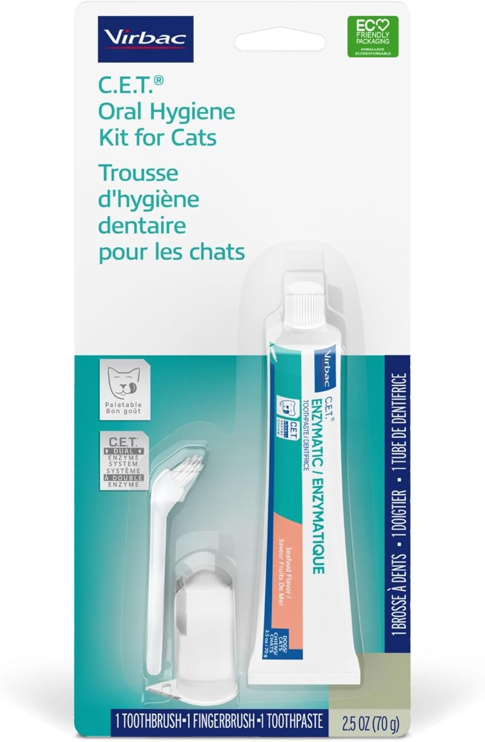 Virbac C.E.T. Enzymatic Dog & Cat Dental Kit Seafood Flavor 2.5-oz