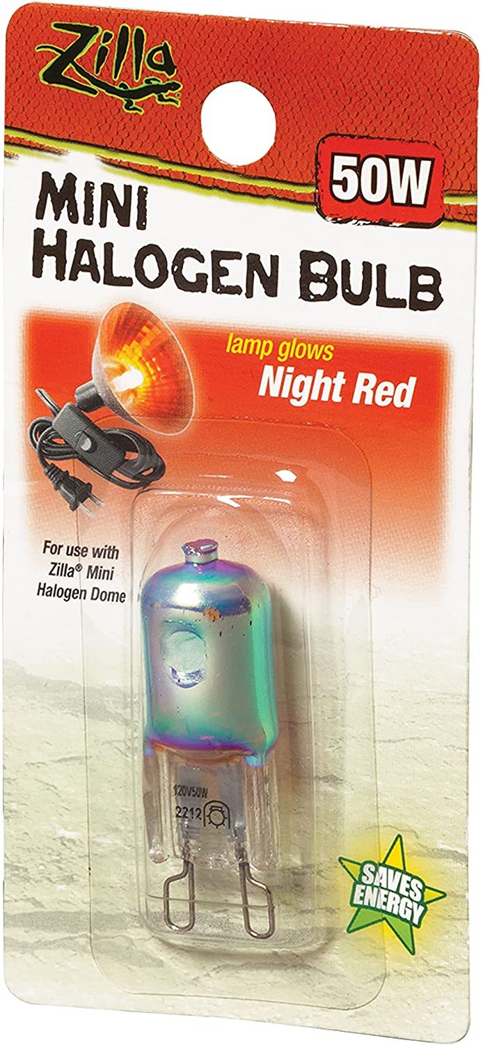 Zilla Light & Heat Mini Halogen Bulbs Night Red, 50W, Zilla
