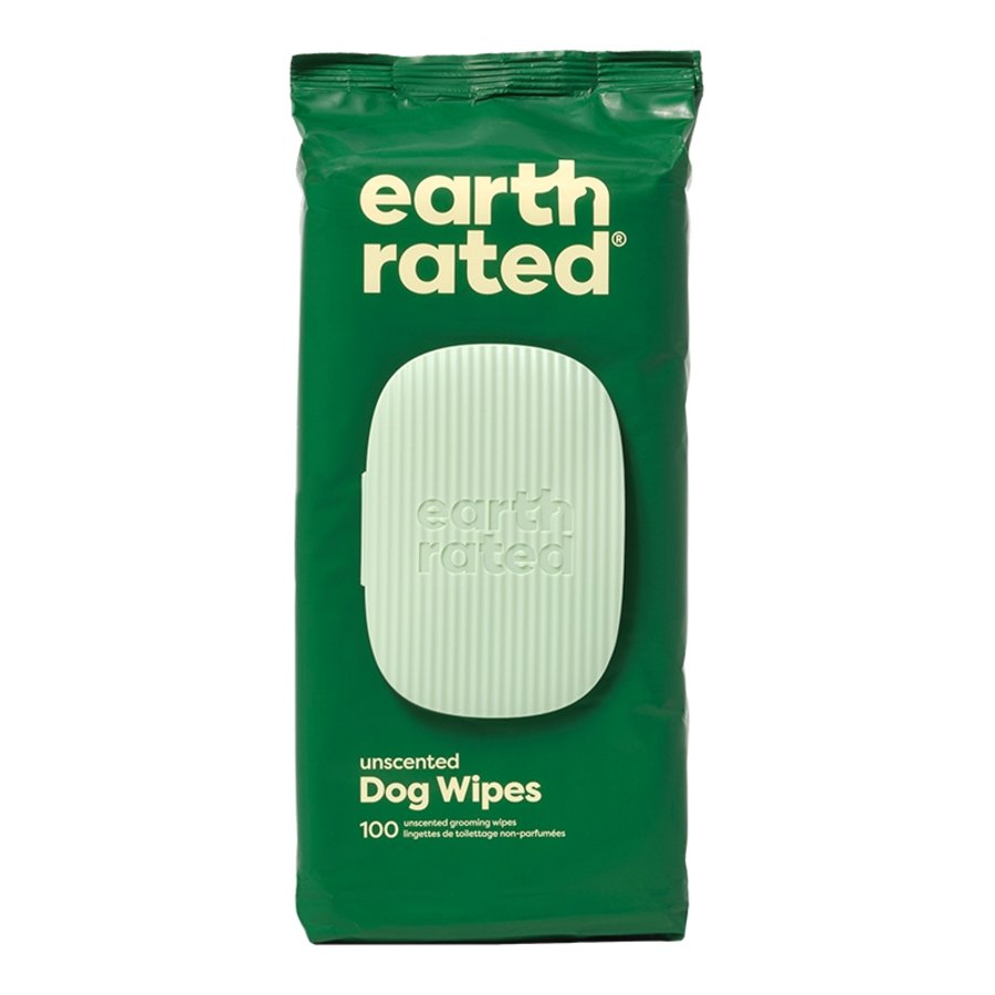 Earth Rated Textured Thick Hypoallergenic Unscented Dog Grooming Wipes 100 Count, Kwik Pets