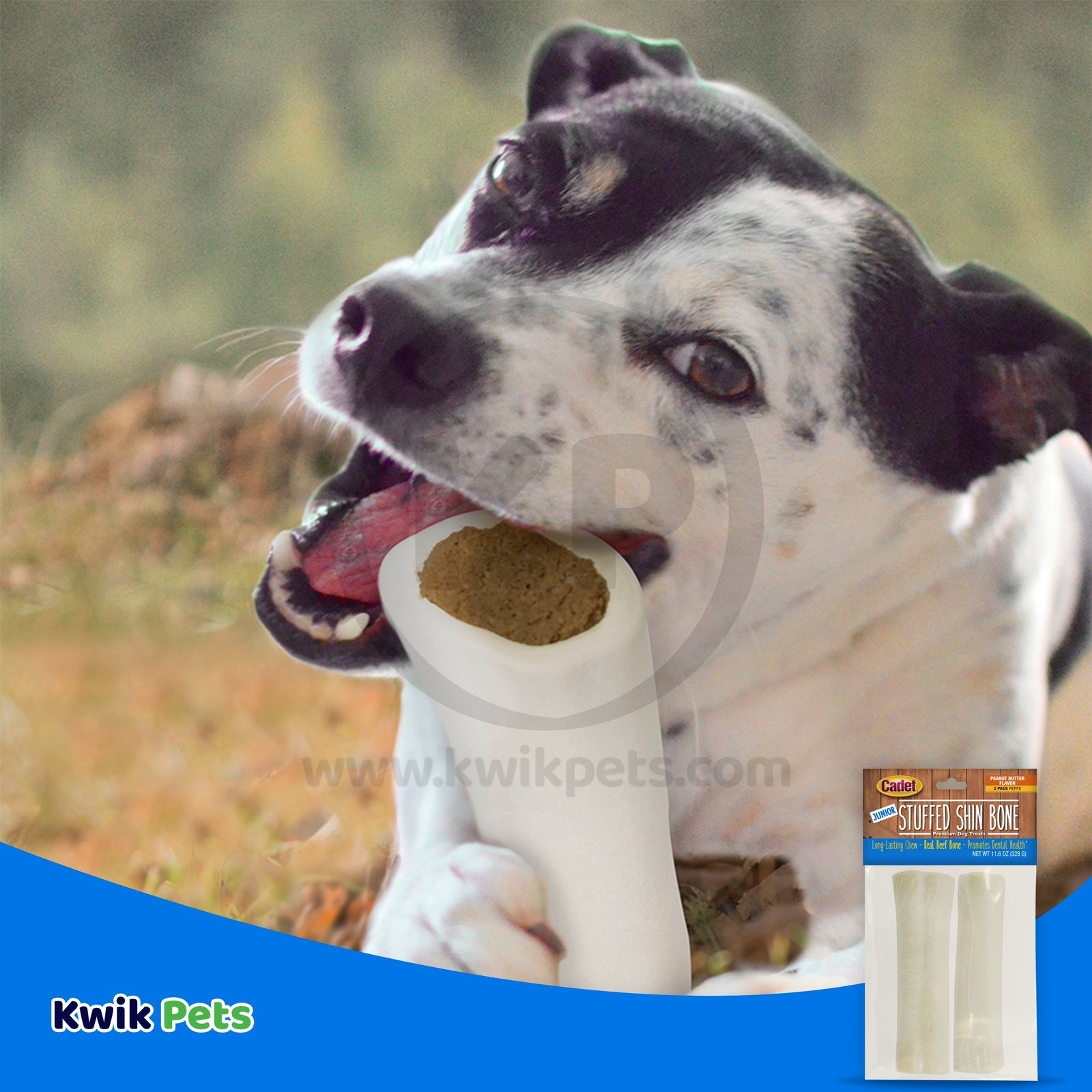 Cadet Junior Stuffed Shin Bones Dog Chews Made with Peanut Butter Petite