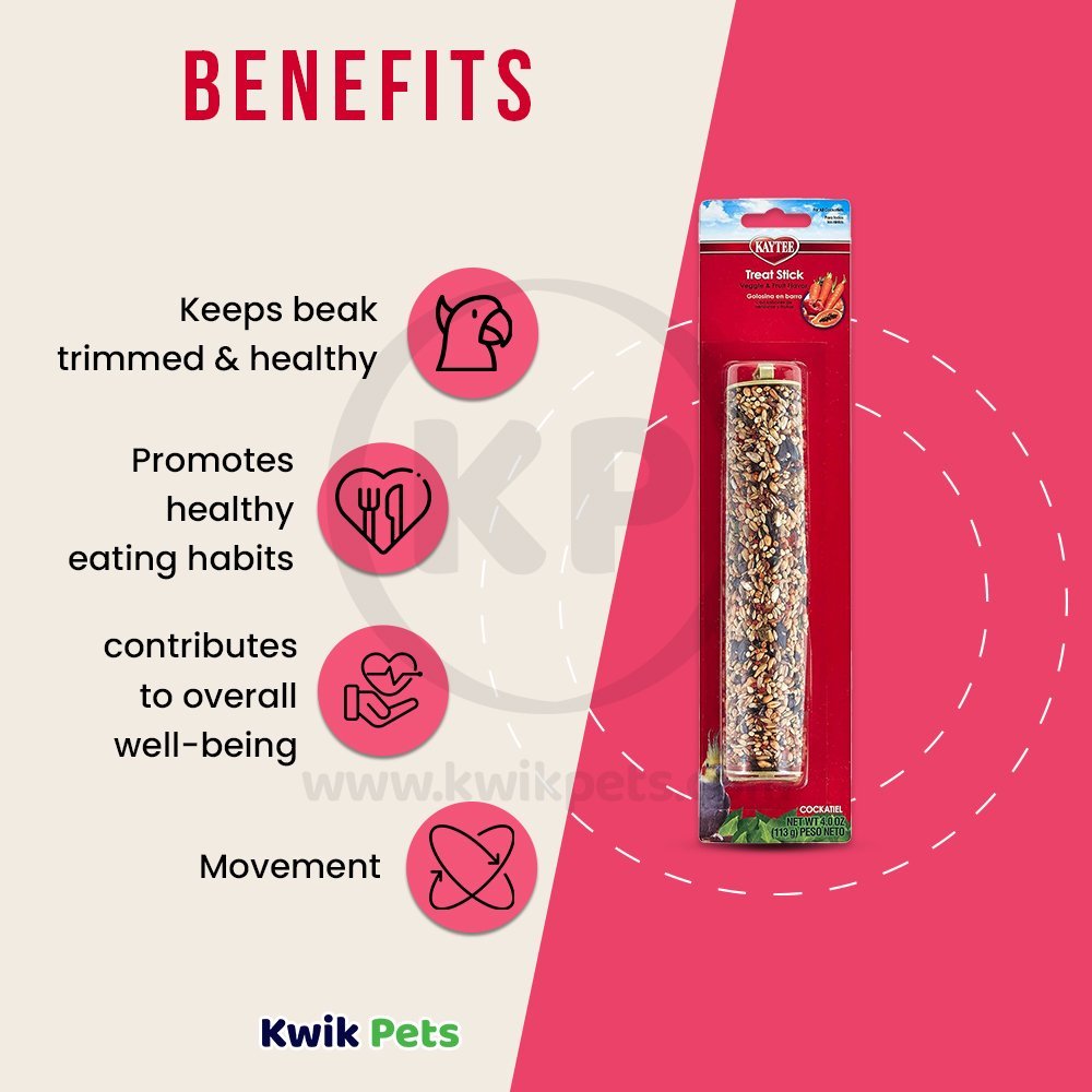Kaytee Treat Stick Fruit and Veggie Flavor Cockatiel, 4-oz, Kaytee