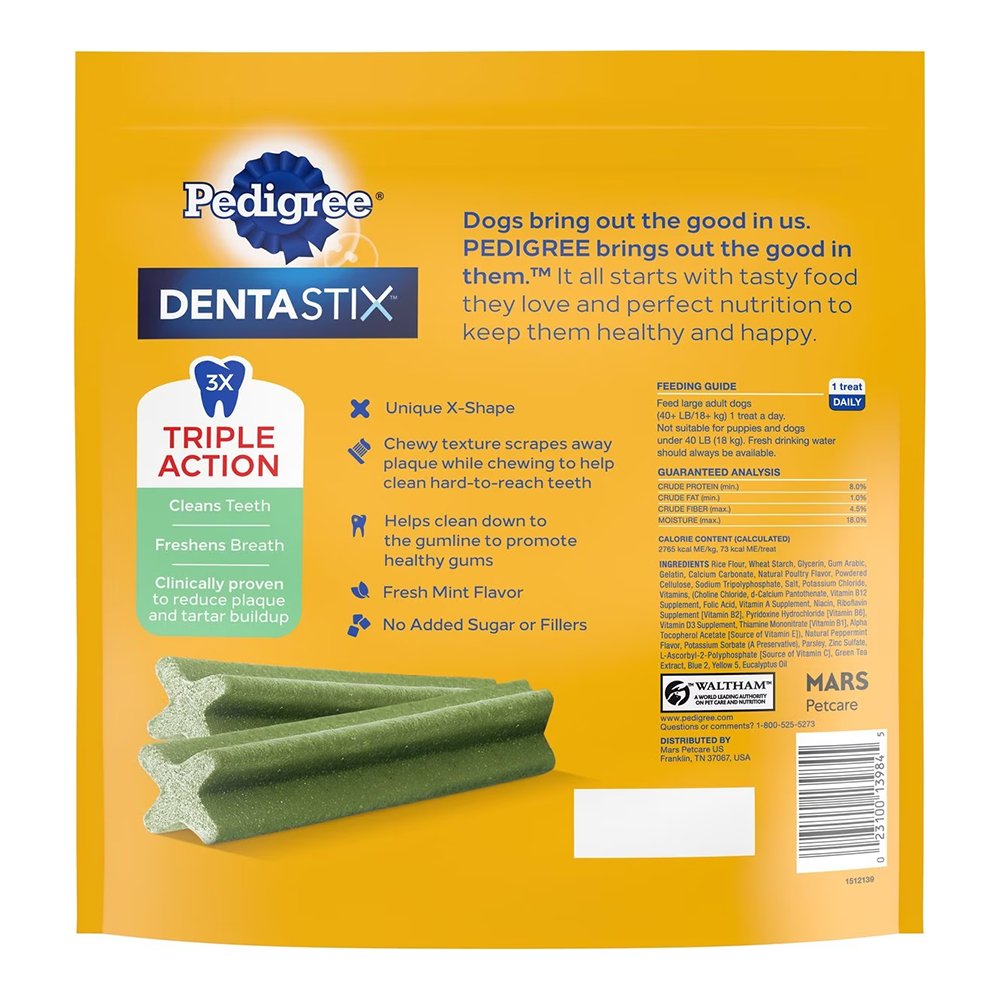 Pedigree DENTASTIX Dog Dental Treat Fresh Resealable Pouch, 28ct, Pedigree