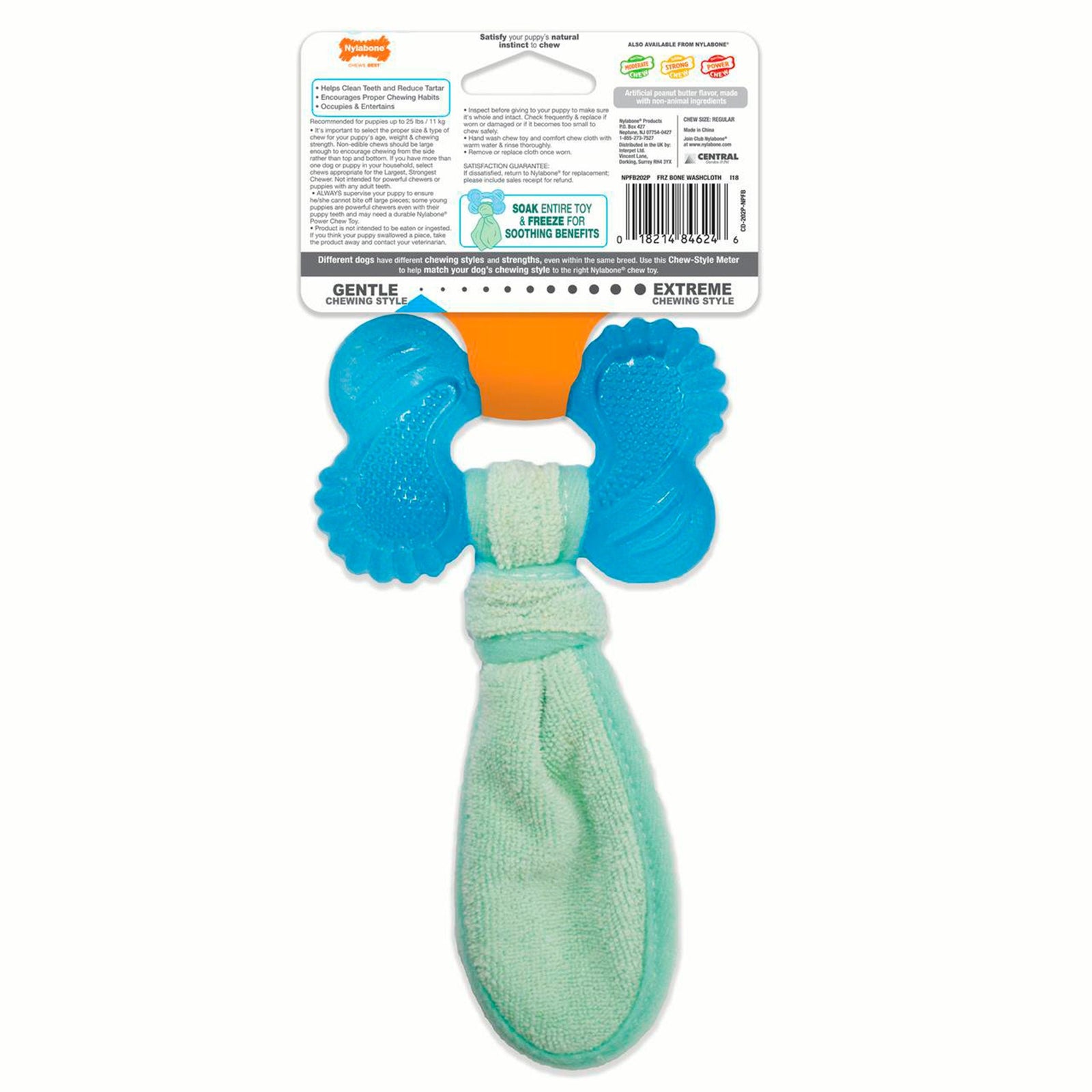 Back of Nylabone Freezer Puppy Chew Toy for Teething Peanut Butter Small/Regular - Up To 25 Ibs