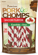 Scott Pet Premium Pork Chomps Bacon Mini Twist Dog Treats Bacon 30 Count, Kwik Pets