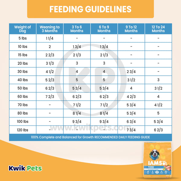 Feeding Guidelines of IAMS Smart Large Breed Puppy Dry Dog Food Real Chicken 30.6-lb
