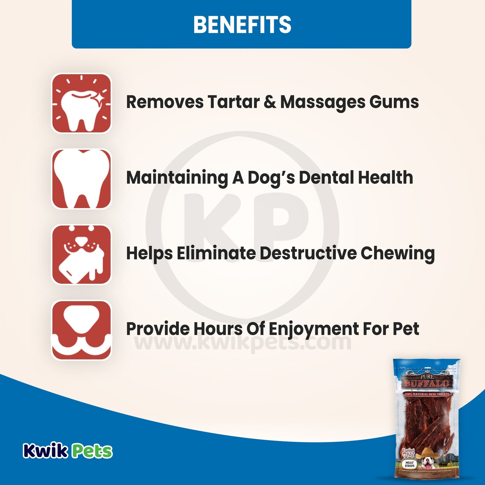 Benefits of Loving Pets Pure Buffalo Meat Strips Dog Treat 3.5-oz