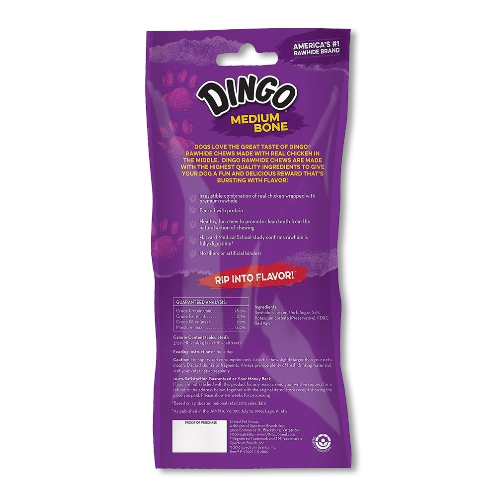 Dingo Medium Rawhide Bone Chicken 1 pk, Dingo