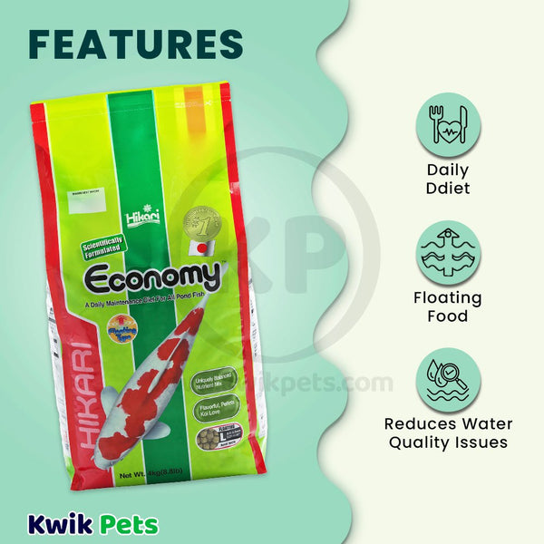 Hikari USA Economy Large Pellet Fish Food for Koi and Other Pond Fishes 8.8-lb, Kwik Pets