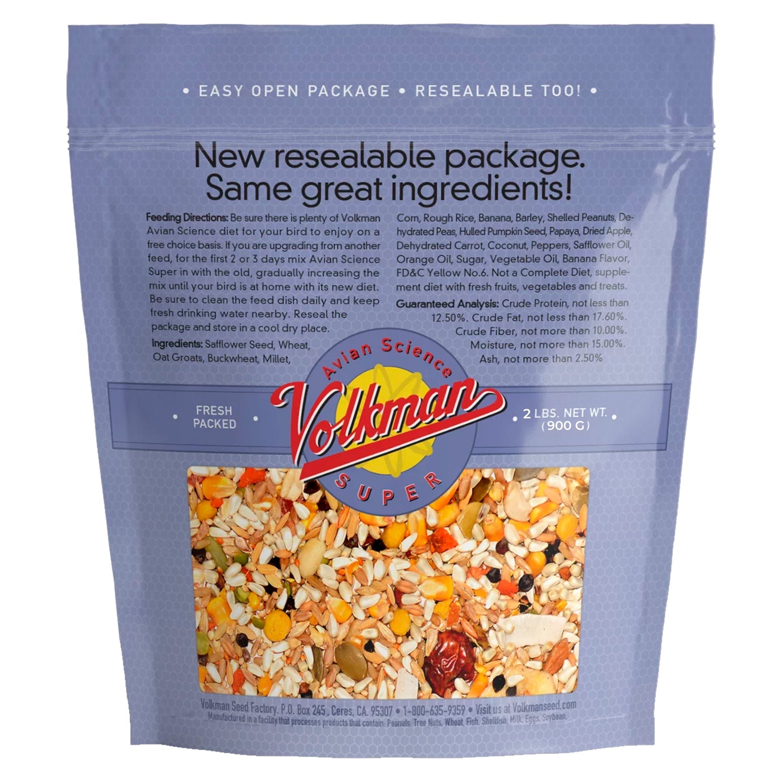 Volkman Seed Company Avain Science Super Hookbill Bird Treat 2lb, Volkman