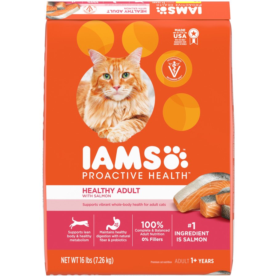 IAMS Proactive Health Adult Dry Cat Food Salmon 16-lb, Kwik Pets
