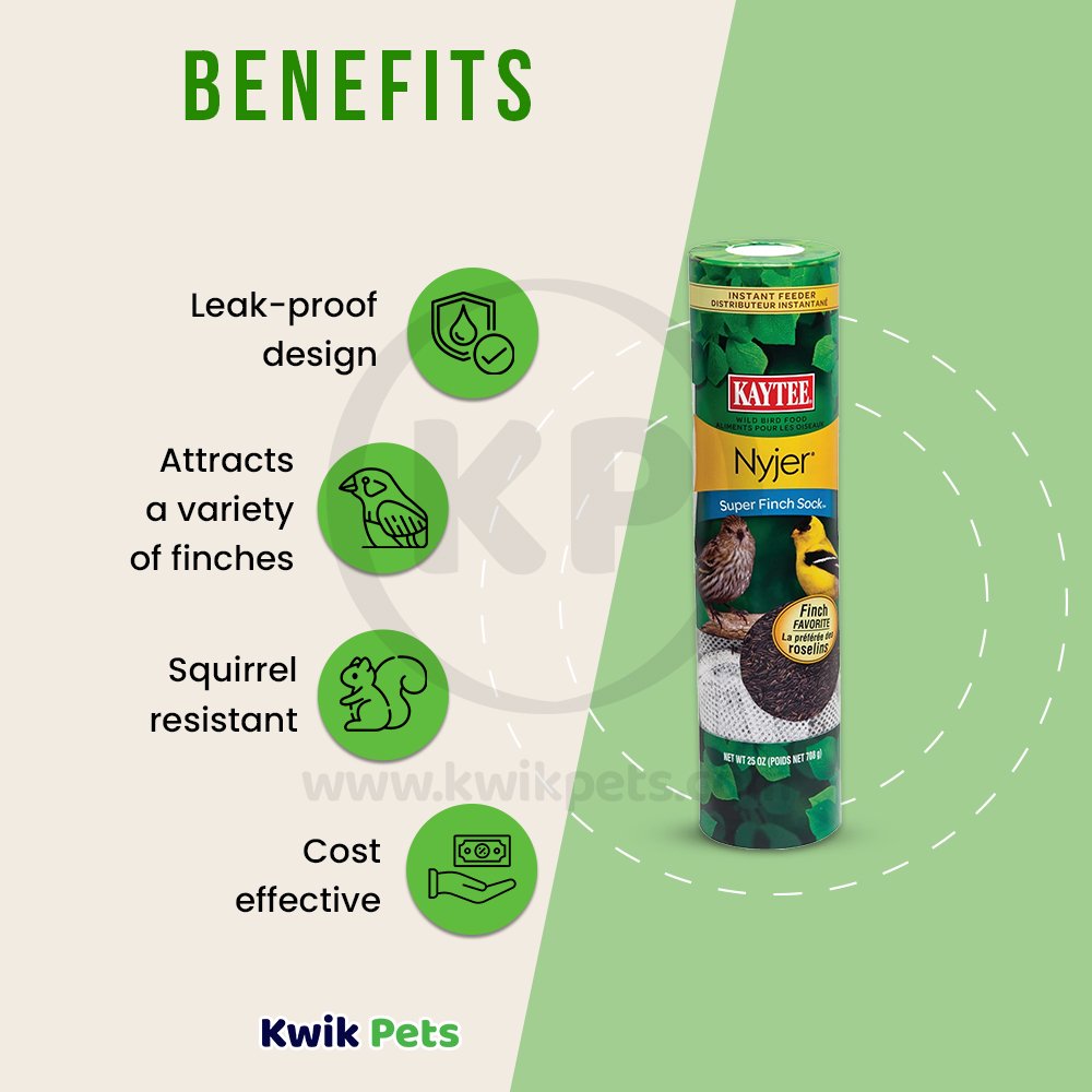 Kaytee Wild Bird Food Nyjer Super Finch Sock Instant Feeder, 25-oz, Kaytee