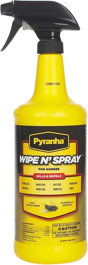 Pyranha Wipe N' Spray Insect Repellent for Horses 32-oz
