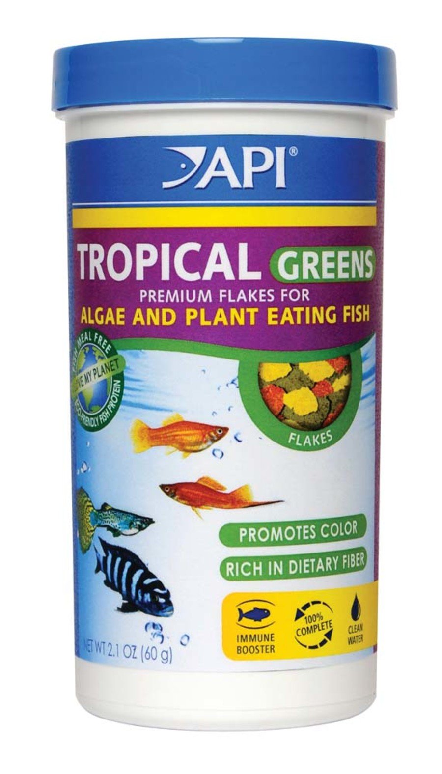 API Tropical Greens Flakes Algae & Plant Eating Fish Food