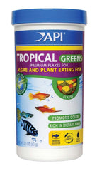 API Tropical Greens Flakes Algae & Plant Eating Fish Food 2.1-oz