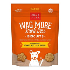 Cloud Star Wag More Bark Less Grain Free Biscuits Crunchy Dog Treats with Natural Peanut Butter & Apple 2.5-lb