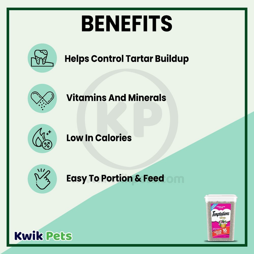 Benefits - Temptations Classics Crunchy & Soft Adult Cat Treats Blissful Catnip 16-oz
