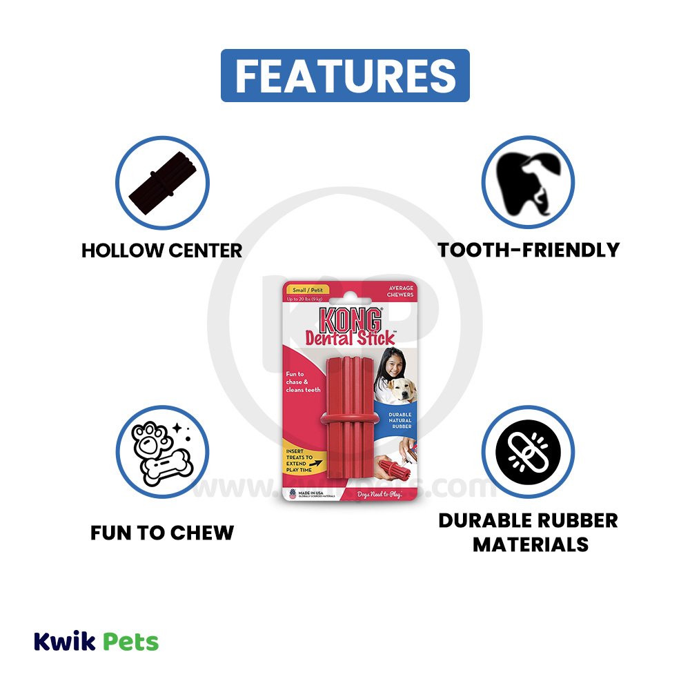 Features of KONG Dental Stick Chew Dog Toy Small