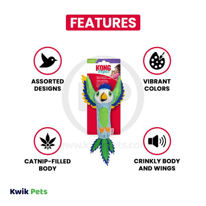 Features of KONG Tropics Bird Cat Toy Assorted One Size