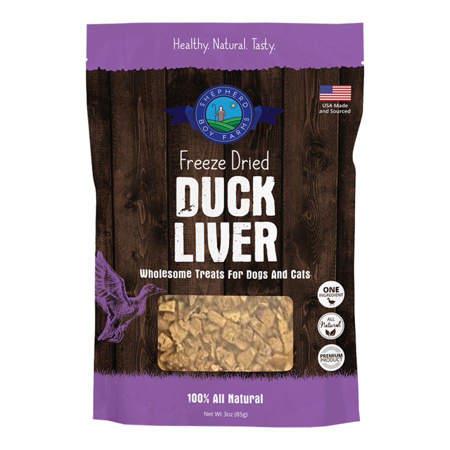 Shepherd Boy Farms Duck Liver Freeze Dried Dog & Cat Treats 3-oz, Kwik Pets