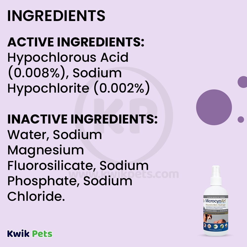 Ingredients/Nutritional info of MicrocynAH Wound & Skin Care Hydrogel 8-oz