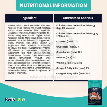 Nutritional Information - CANIDAE Pure Goodness Grain-Free LID Dry Cat Food Sea Formula w/Salmon 10-lb
