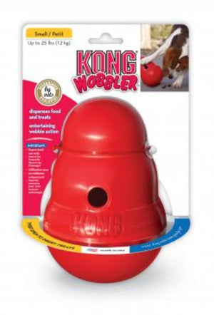 KONG Wobbler Food and Treat Dispenser Dog Toy Red Small, Kwik Pets