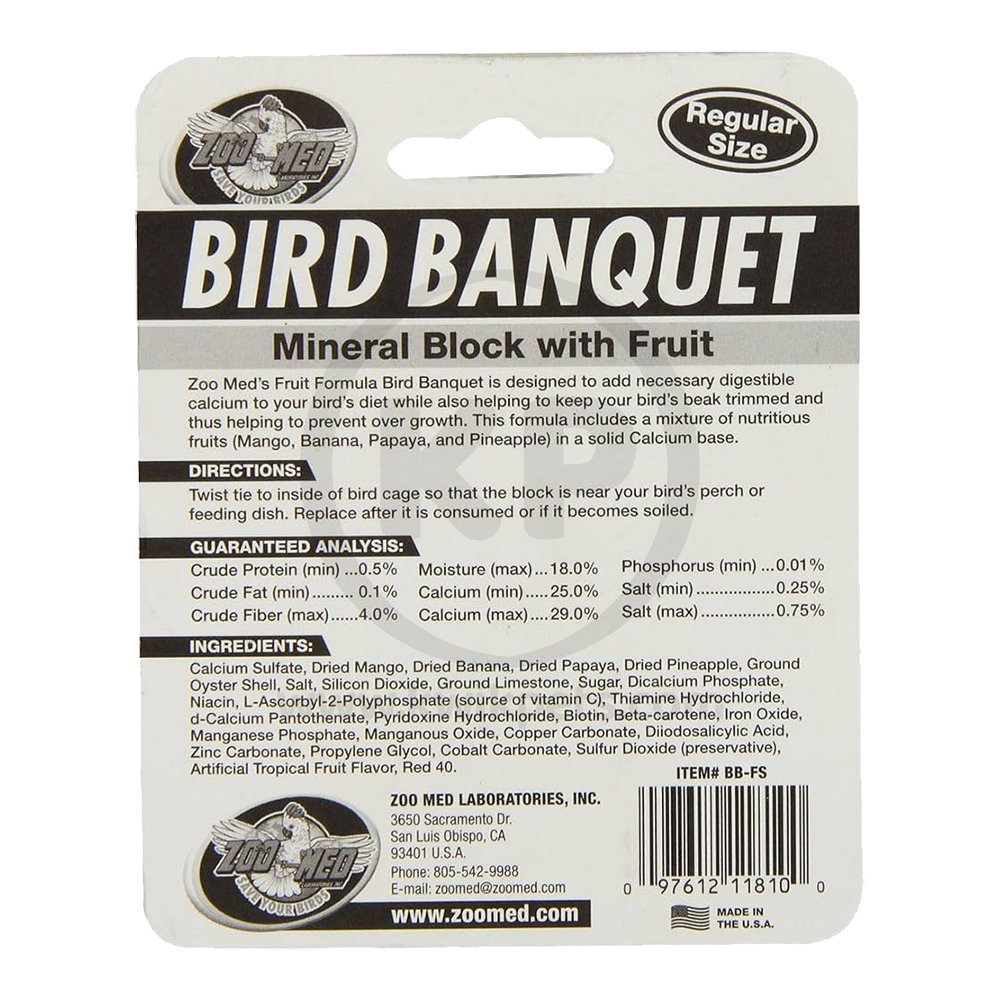 Zoo Med Bird Banquet Fruit Formula Mineral Block Pink Small 1-oz, Kwik Pets