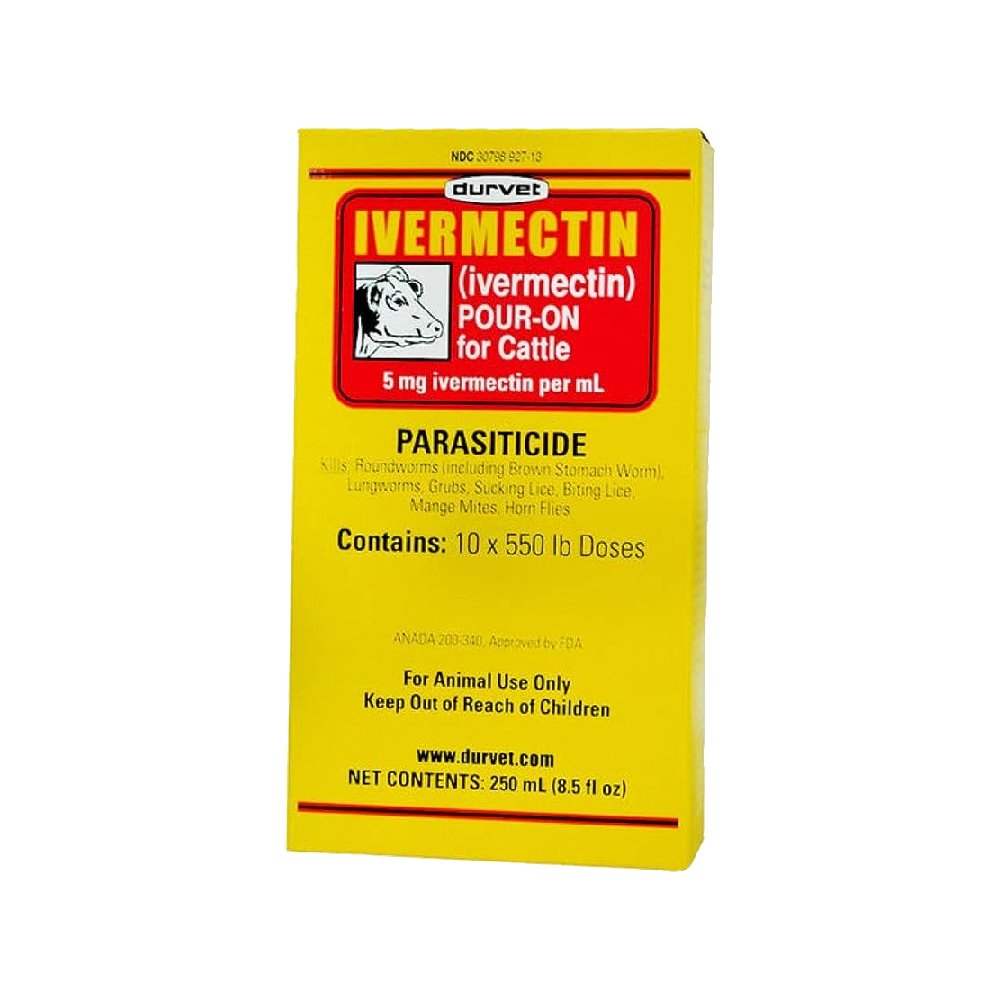Durvet Ivermectin Pour-On Dewormer for Cattle - 250 ml, Durvet