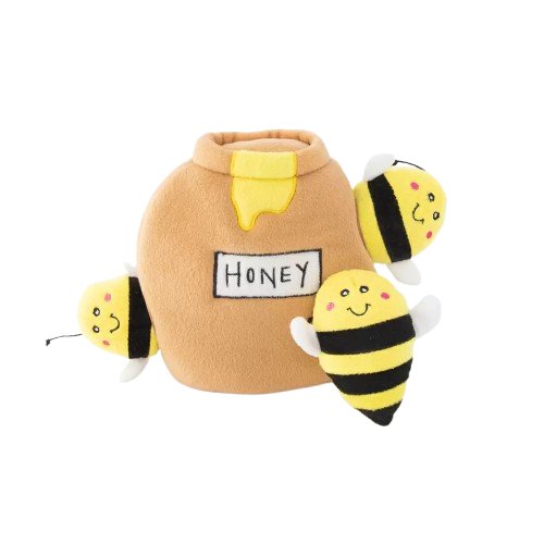 ZippyPaws Zippy Burrow Honey Pot Dog Toy Brown & Yellow Small/Medium