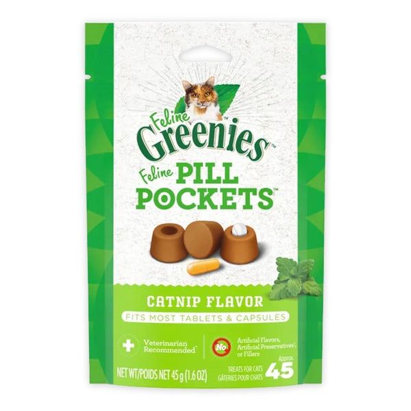 Greenies Feline Pill Pockets Cat Treats Catnip 1.6-oz 45 Count