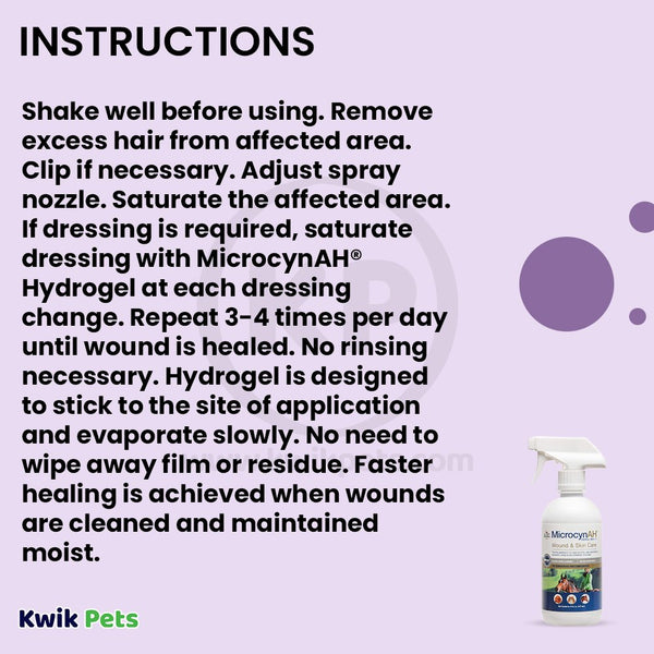 Usages Instructions of MicrocynAH Wound & Skin Care 16-oz
