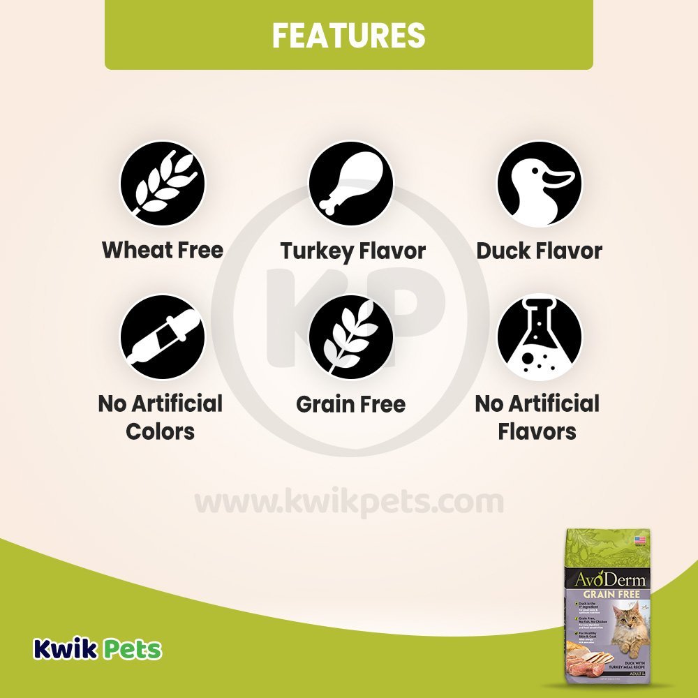 Features of AvoDerm Grain Free Duck with Turkey Meal Dry Cat Food