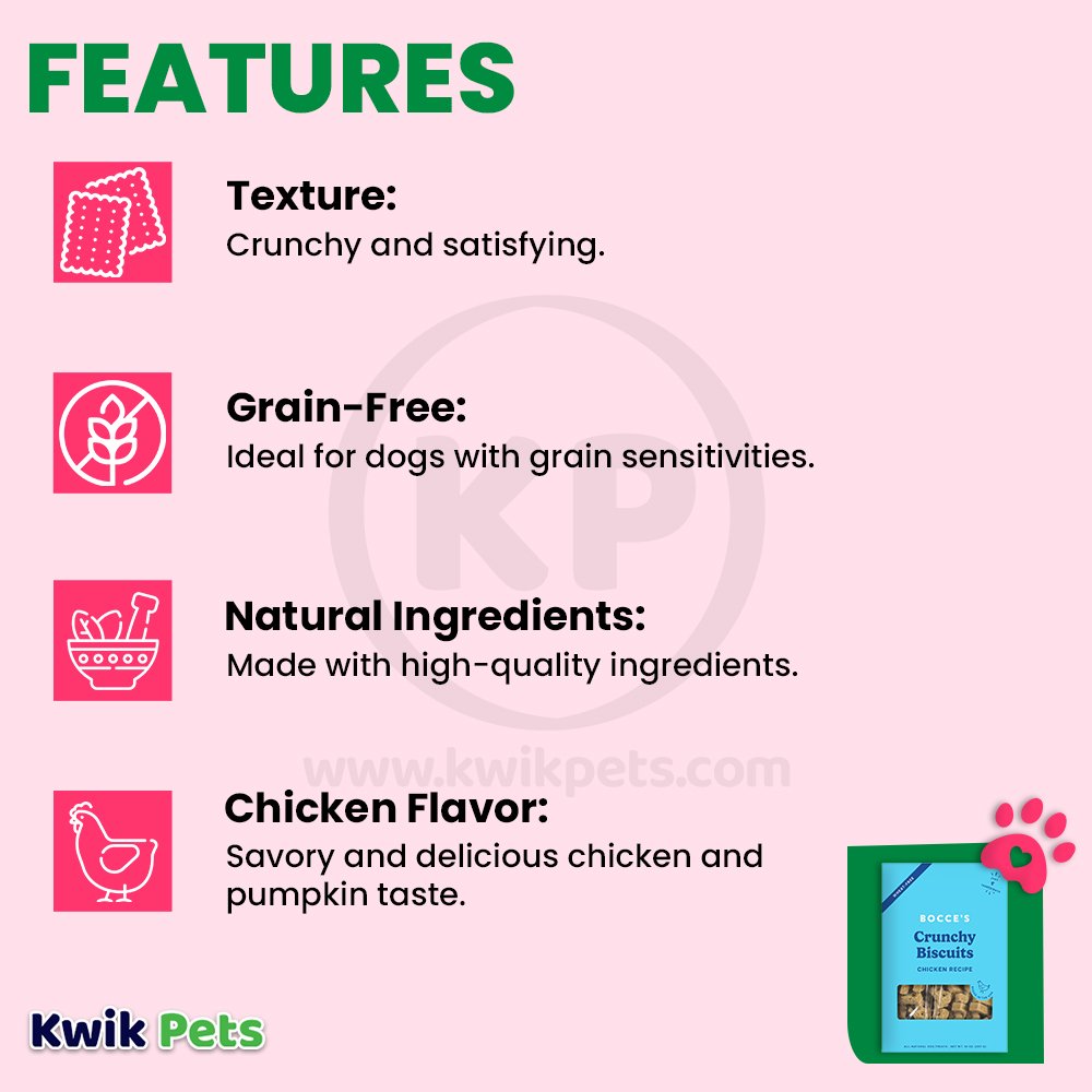 Bocce's Bakery Crunchy Biscuits Dog Treats Chicken 14-oz, Kwik Pets