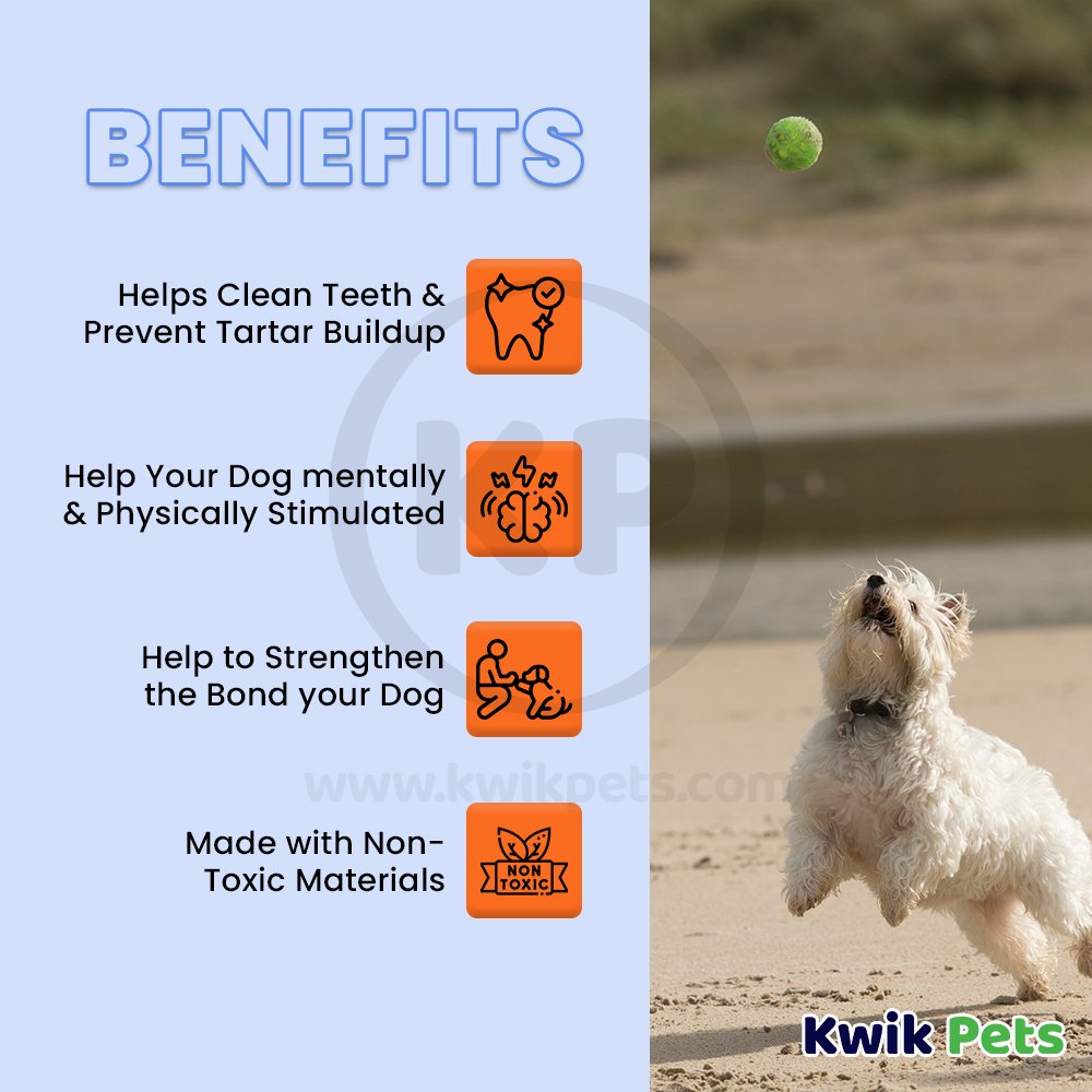 Petsport USA Tuff Ball Dog Toy Yellow 1.8-in, Kwik Pets