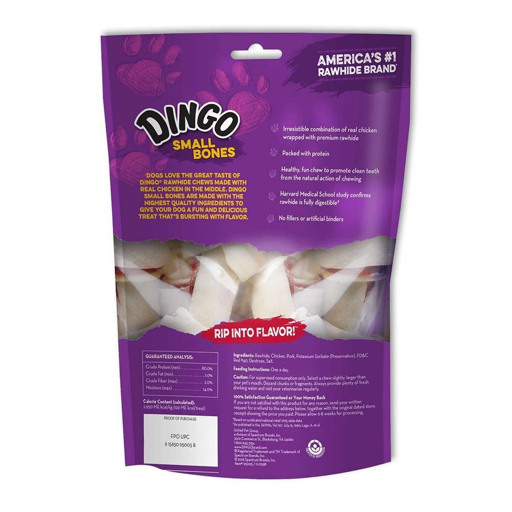 Dingo Small Adult Rawhide Bone Chicken 4 in. L 6 ct, Dingo