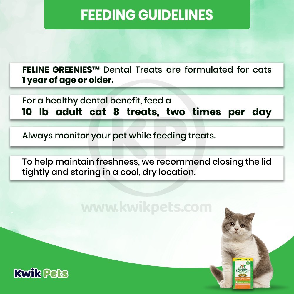 Feeding Guidelines - Greenies Feline SmartBites Healthy Indoor Chicken Cat Treats 4.6-oz