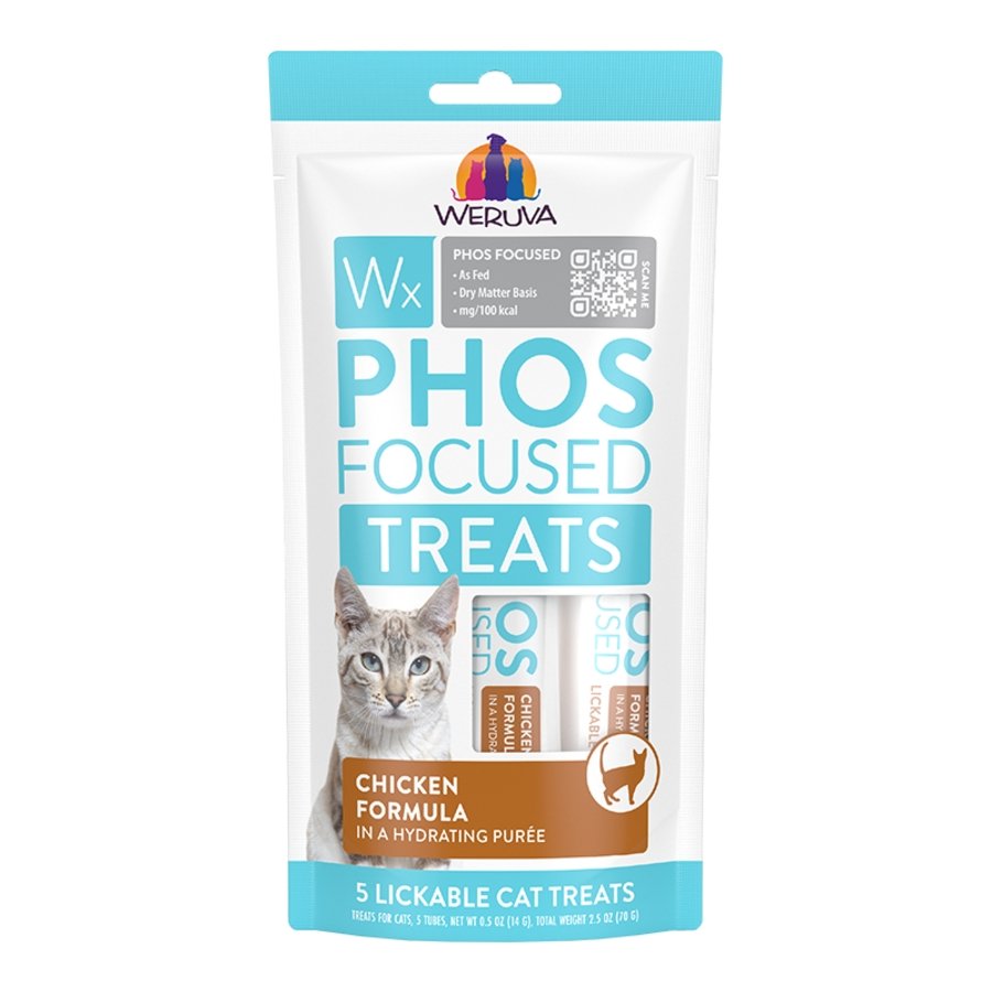 Weruva Wx Phos Focused Lickable Cat Treats Chicken Formula in Hydrating Purée 0.5-oz Tubes 5 count