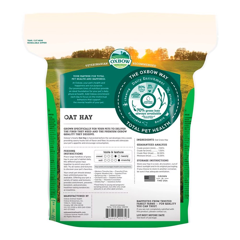 Oxbow Animal Health Oat Hay Small Animal Treat, 15-oz, Oxbow