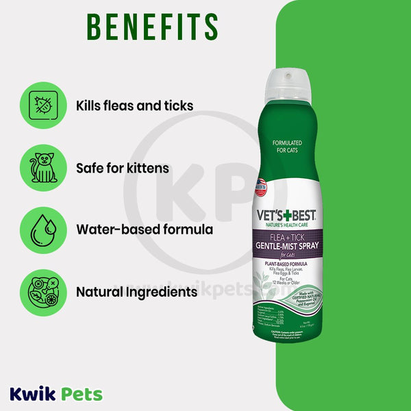 Vet's Best Flea & Tick Cat Gentle Mist Spray 6.3-oz, Vet's Best