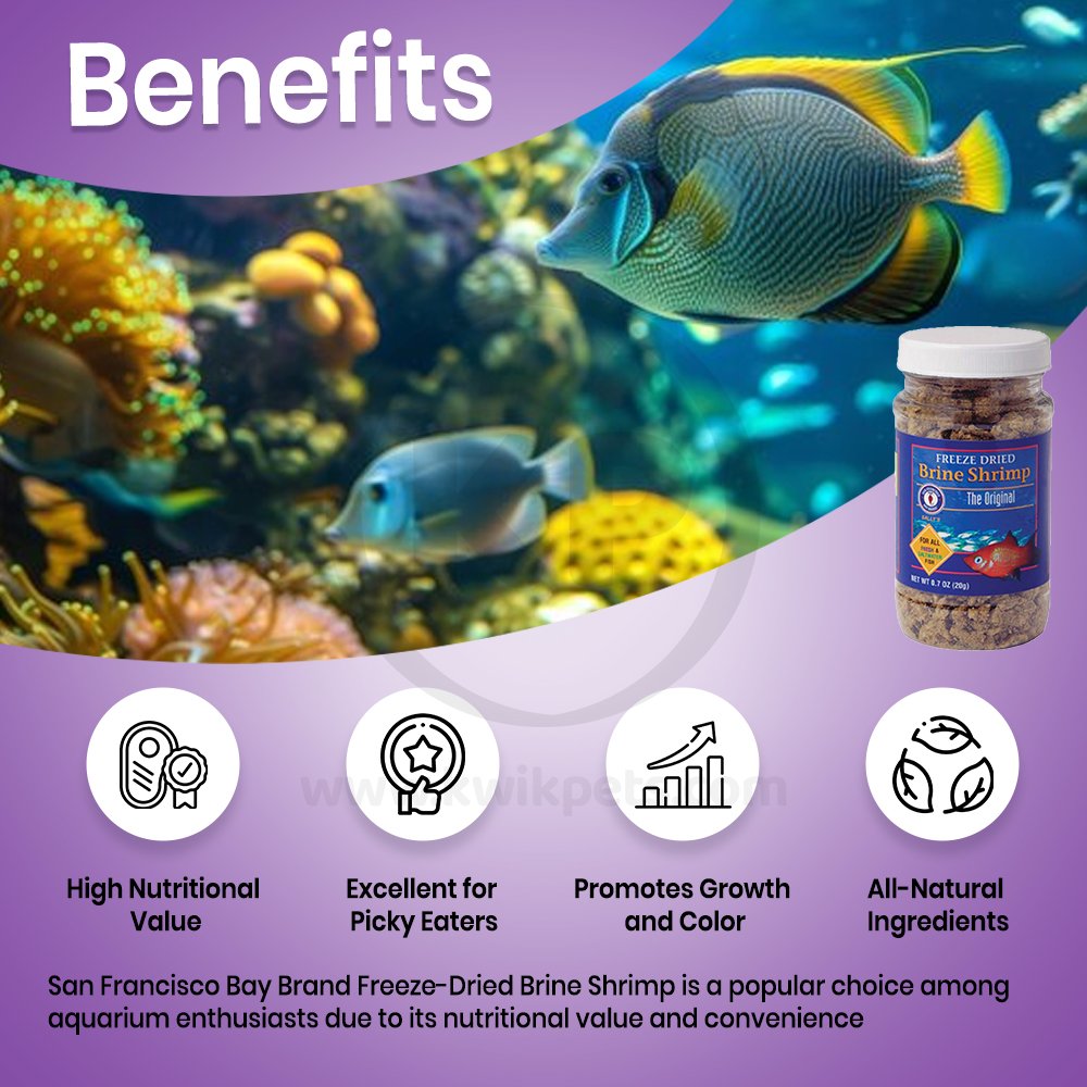 San Francisco Bay Brand Brine Shrimp Freeze-Dried Fish Food 0.7-oz, Kwik Pets