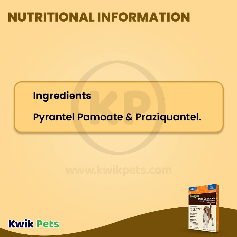 Nutritional Information of Sentry Worm X Plus 7 Way De-Wormer for Small Dogs 6 Count