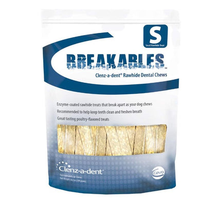 Ceva Clenz-a-dent Breakables Rawhide Dental Dog Chews Small 15 Count 8.4-oz