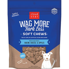 Cloud Star Wag More Bark Less Soft Chews Dog Treats with Natural Bacon, Cheese & Apples 6-oz