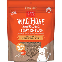 Cloud Star Wag More Bark Less Grain Free Soft Chews Dog Treats with Natural Peanut Butter & Apples 5-oz