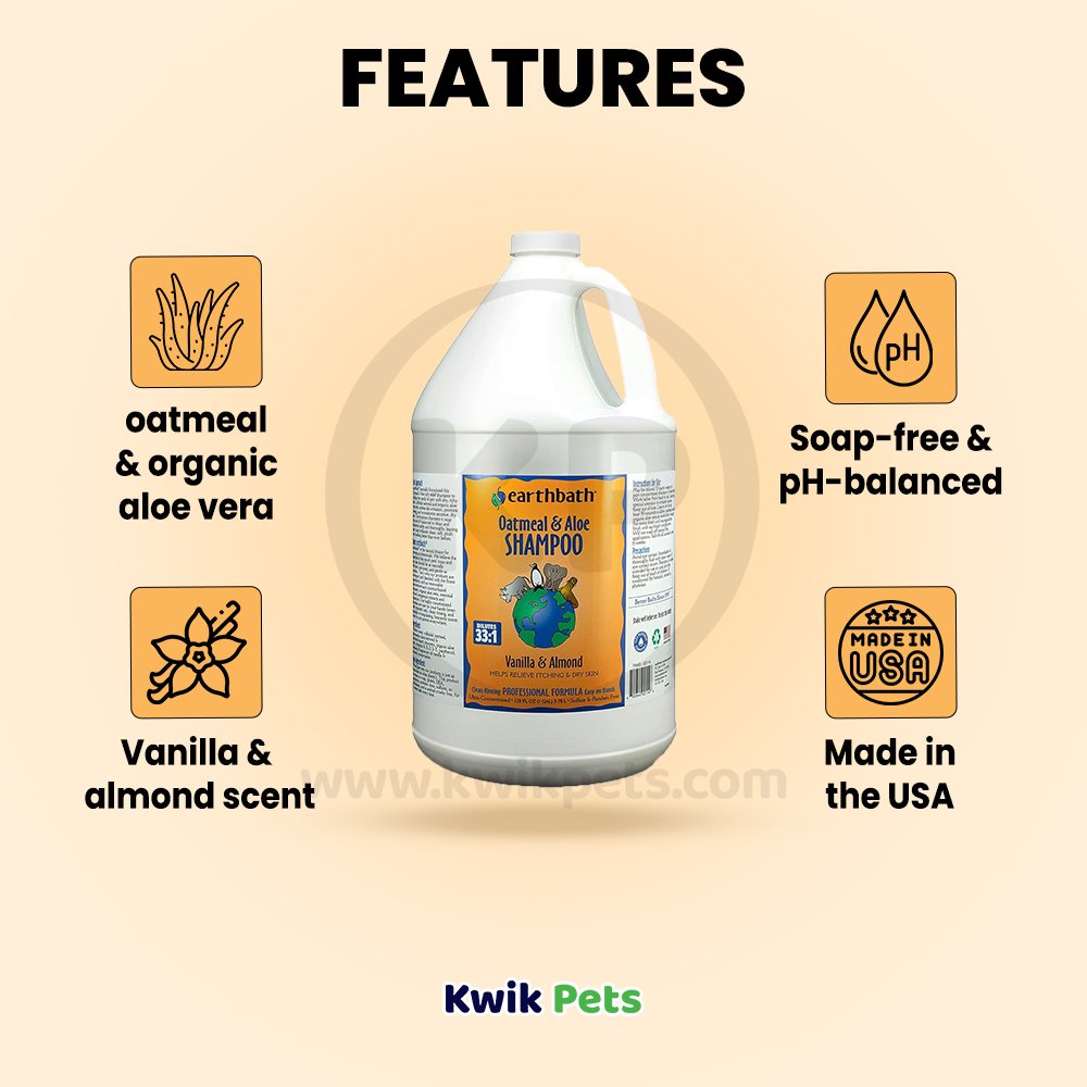 Features of Earthbath Oatmeal & Aloe Pet Shampoo Fragrance Free 128-oz