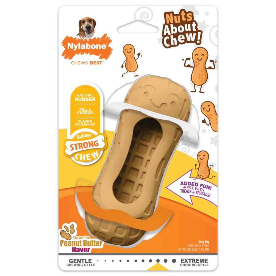 Nylabone  Strong Chew Fillable Peanut Dog Chew Toy Medium/Wolf